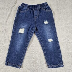 Fo Shan MBB Distressed Look Denim Jeans with Elastic Waist Boys 18-24Months